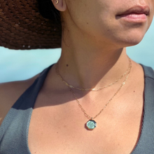 Load image into Gallery viewer, Gold Filled & Dark Blue Kapa Octagon Pendant