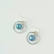Load image into Gallery viewer, Blue Pearl Mini Hoops