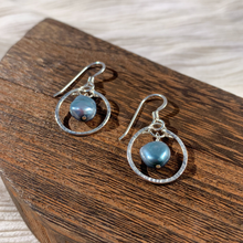 Load image into Gallery viewer, Blue Pearl Mini Hoops