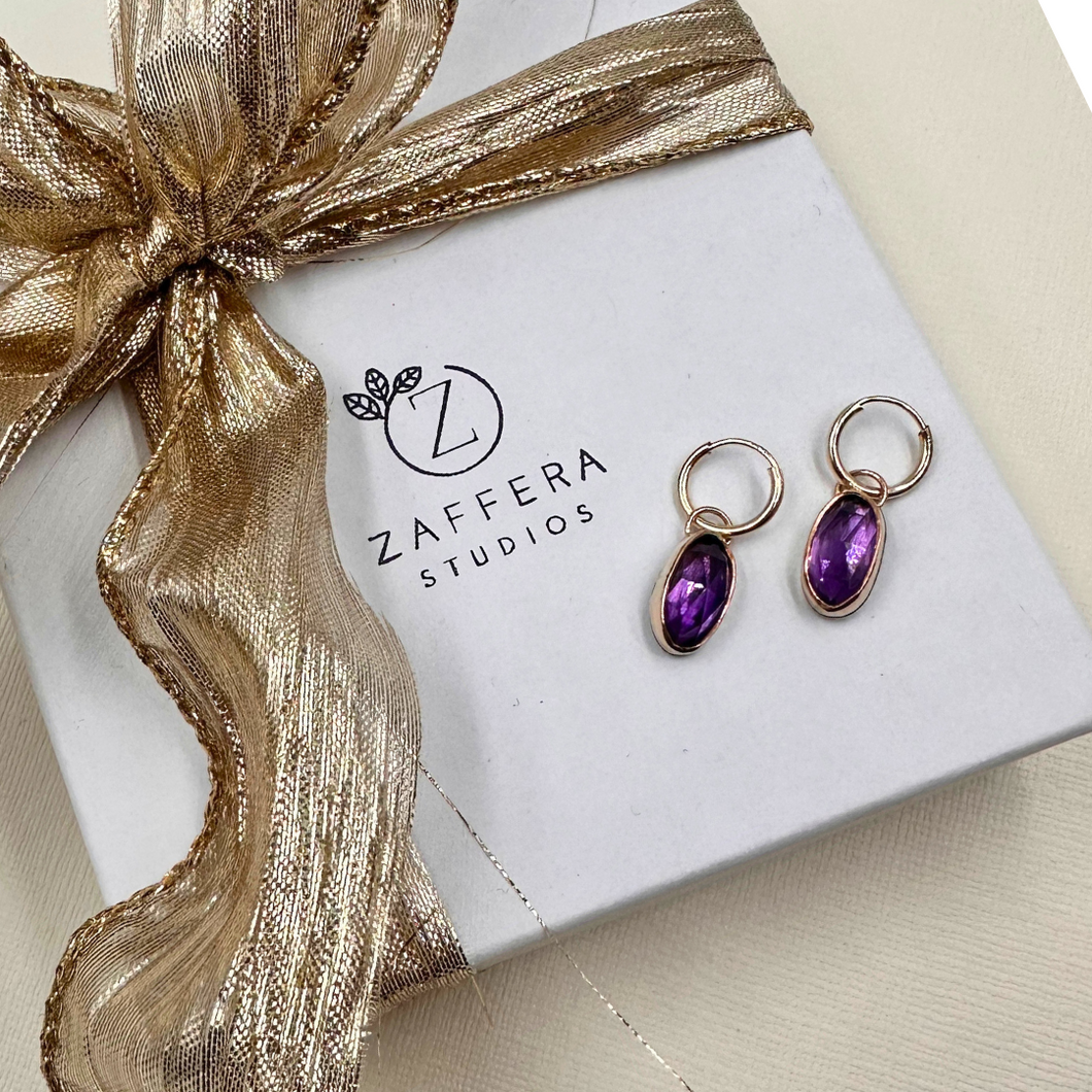 Gold Amethyst Endless Hoops