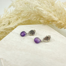 Load image into Gallery viewer, Amethyst &amp; Sterling Silver Hoku Earrings
