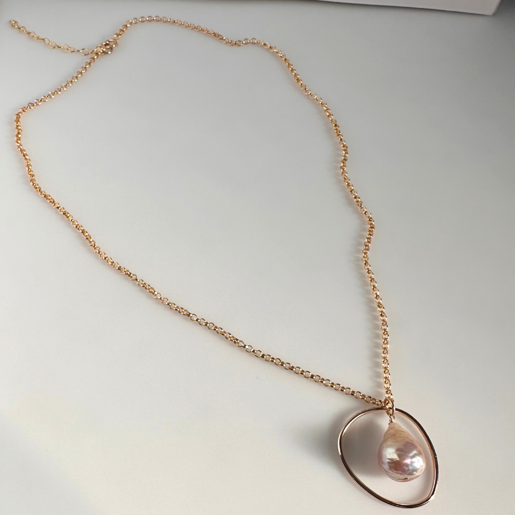 Gold & Fireball Pearl Necklace