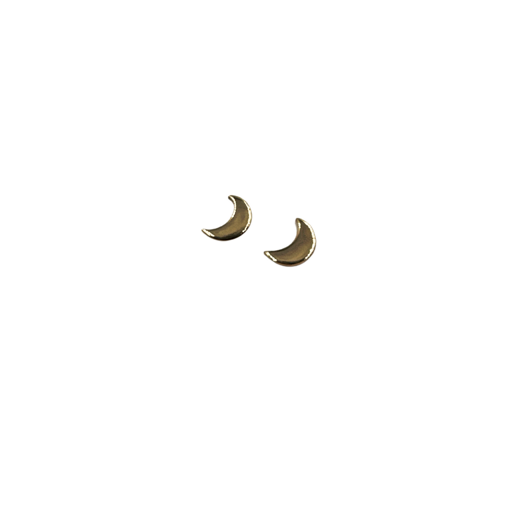 Gold Crescent Moon Studs