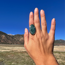 Load image into Gallery viewer, Moss Agate &amp; Gold Filled Ring
