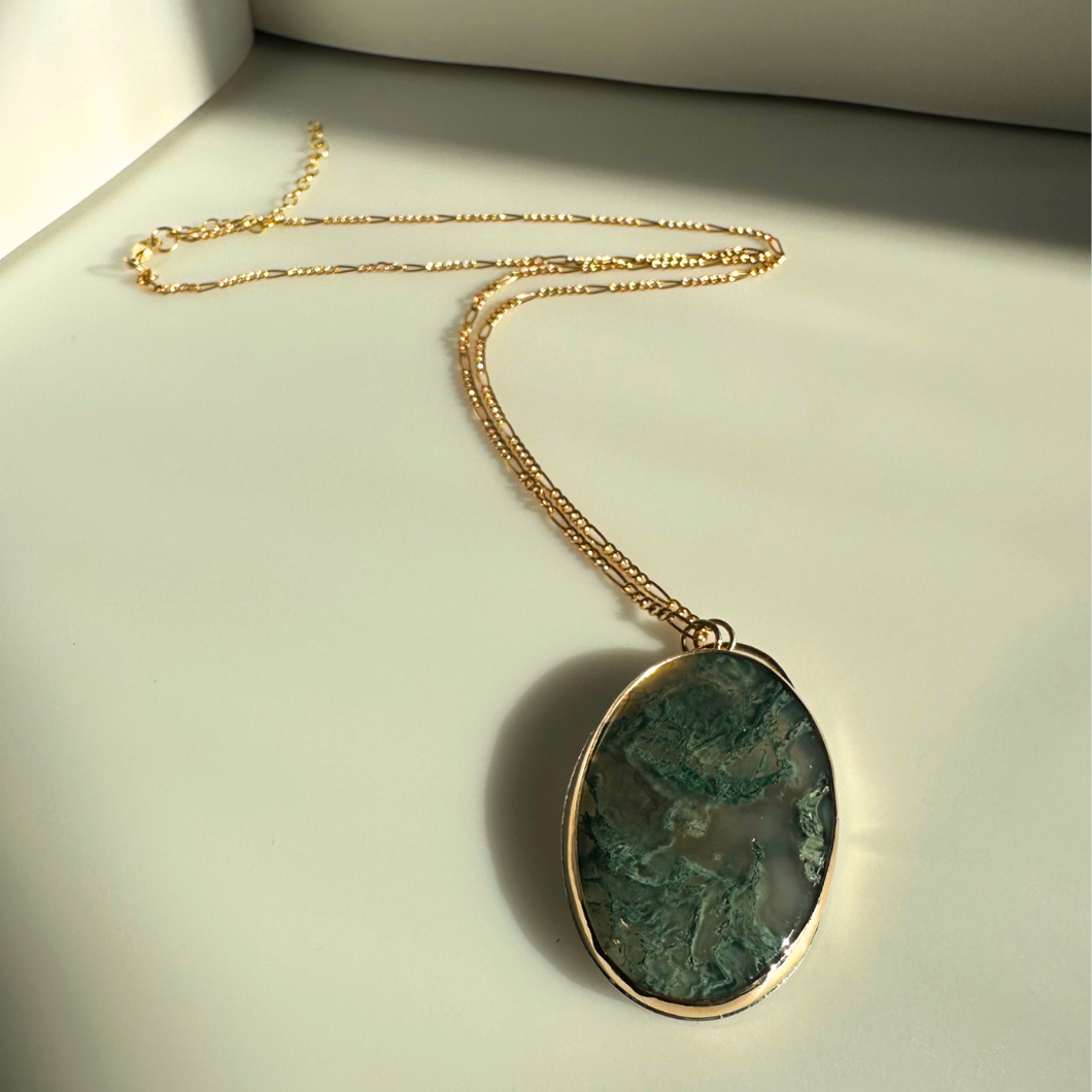 Gold Filled & Moss Agate Pendant