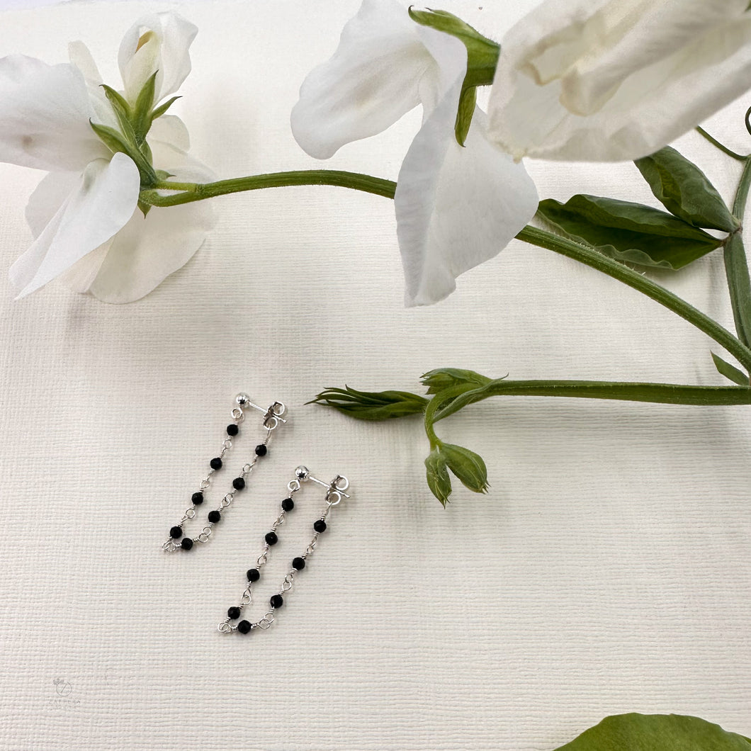 Sterling Silver & Black Spinel Earring Jackets