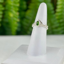 Load image into Gallery viewer, Green Tourmaline &amp; Silver Stacking Ring Set
