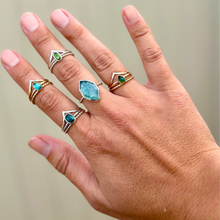 Load image into Gallery viewer, Blue Tourmaline &amp; Sterling Silver Stacking Ring Set
