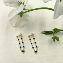 Load image into Gallery viewer, Black Spinel Earring Jackets - Gold Filled
