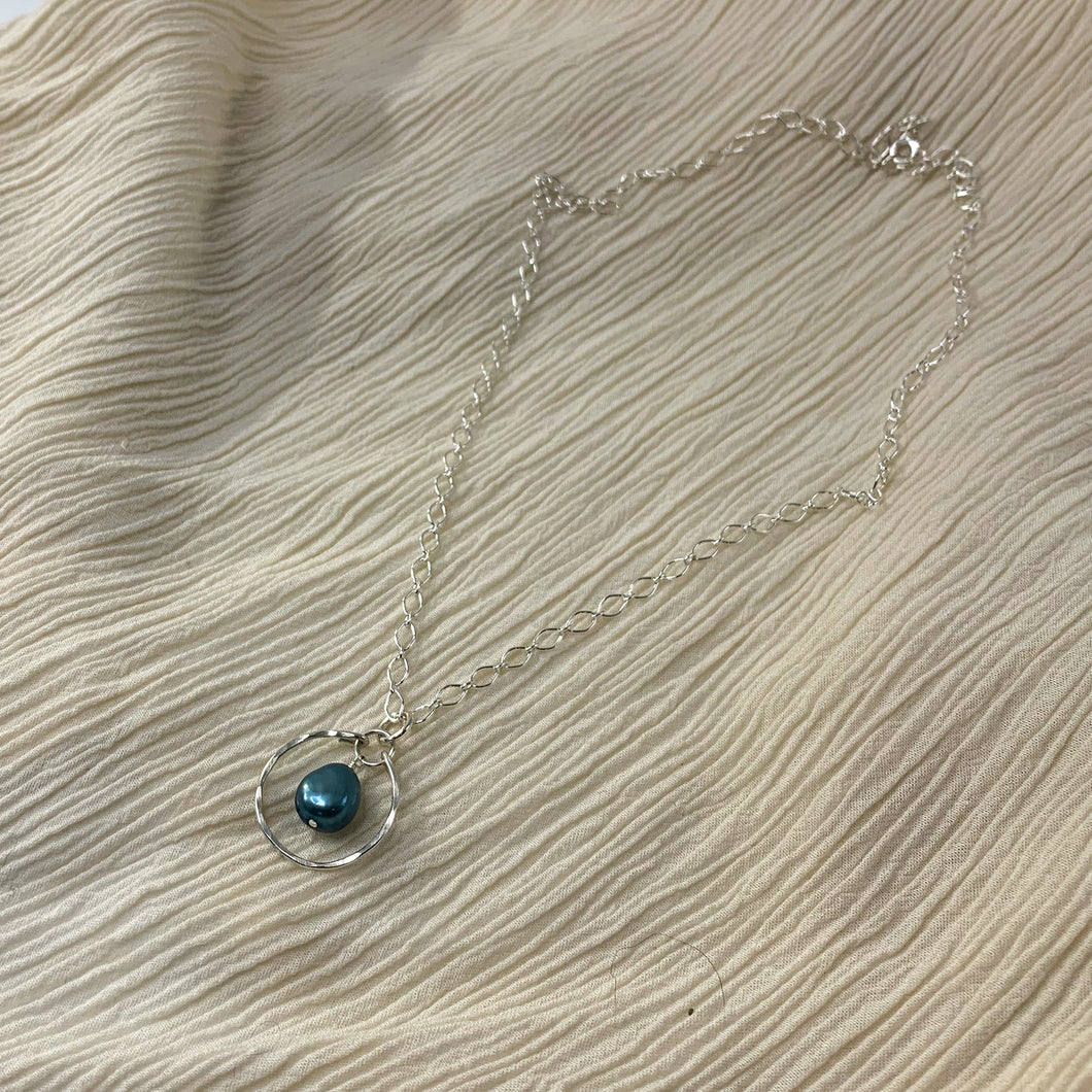 Mini Blue Pearl Goddess Necklace