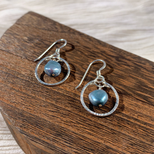 Load image into Gallery viewer, Blue Pearl Mini Hoops
